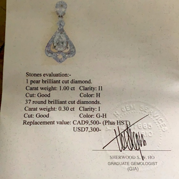 14k Solitaire Diamond Pendent - Picture 5 of 9